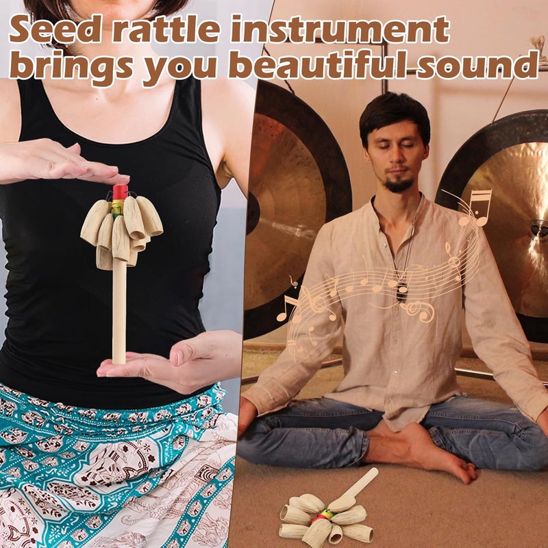GOGHOST African Natural Rattle Shaker 7.8" x 3.1" Cacho Seed Pod Rattles Handmade Percussion Gifts Peruvian Musical Instrument - Nature Sounds for Meditation, ASMR, Sound Therapy, Yoga (Kasika-1 Pack) - Image 4
